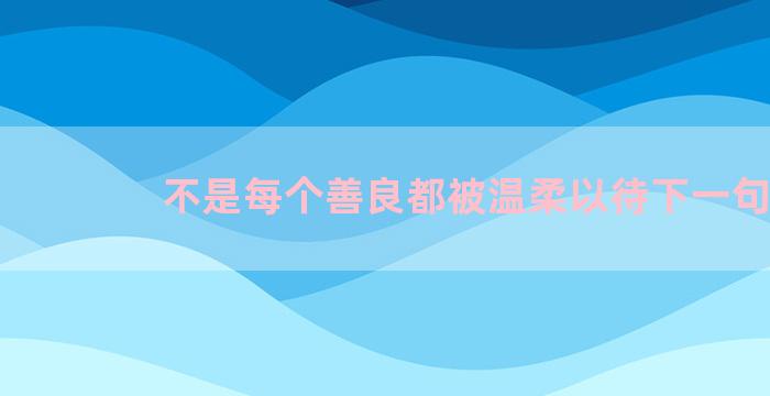 不是每个善良都被温柔以待下一句