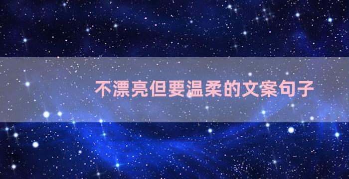 不漂亮但要温柔的文案句子