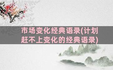 市场变化经典语录(计划赶不上变化的经典语录)