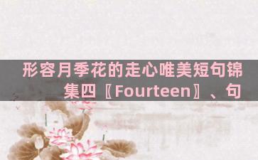 形容月季花的走心唯美短句锦集四〖Fourteen〗、句