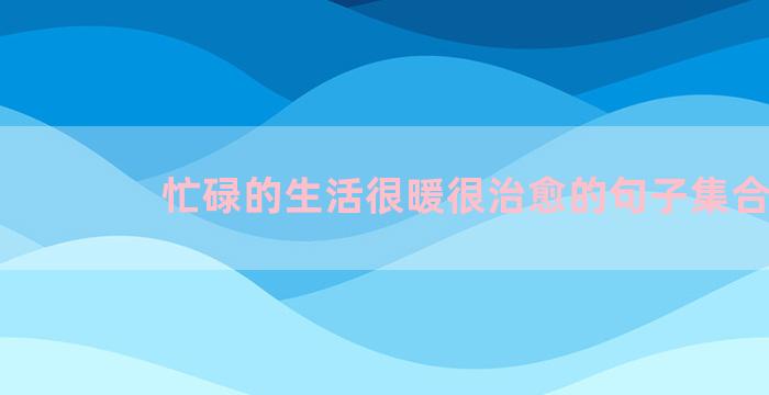 忙碌的生活很暖很治愈的句子集合