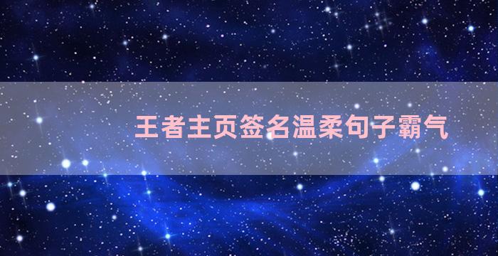 王者主页签名温柔句子霸气
